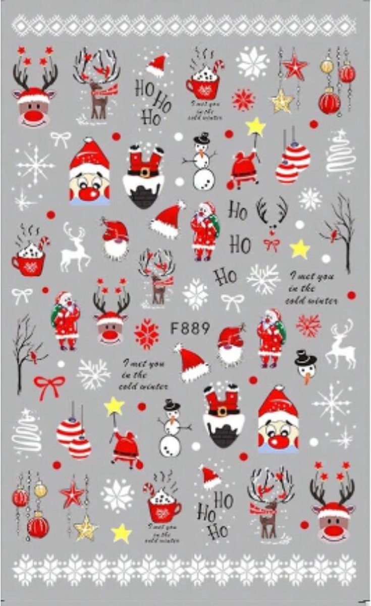 Goedkoopste Nail art nagelstickers | nagelstickers kerst | nagelstickers cartoon kerst 2x2 velletjes
