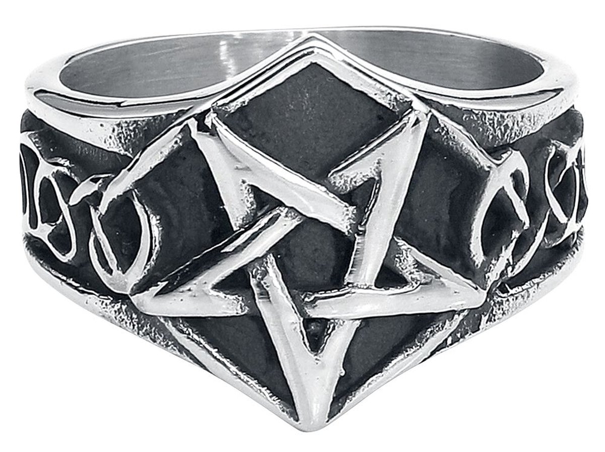 etnox Pentagram Unisex Ring - zilverkleurig - XL