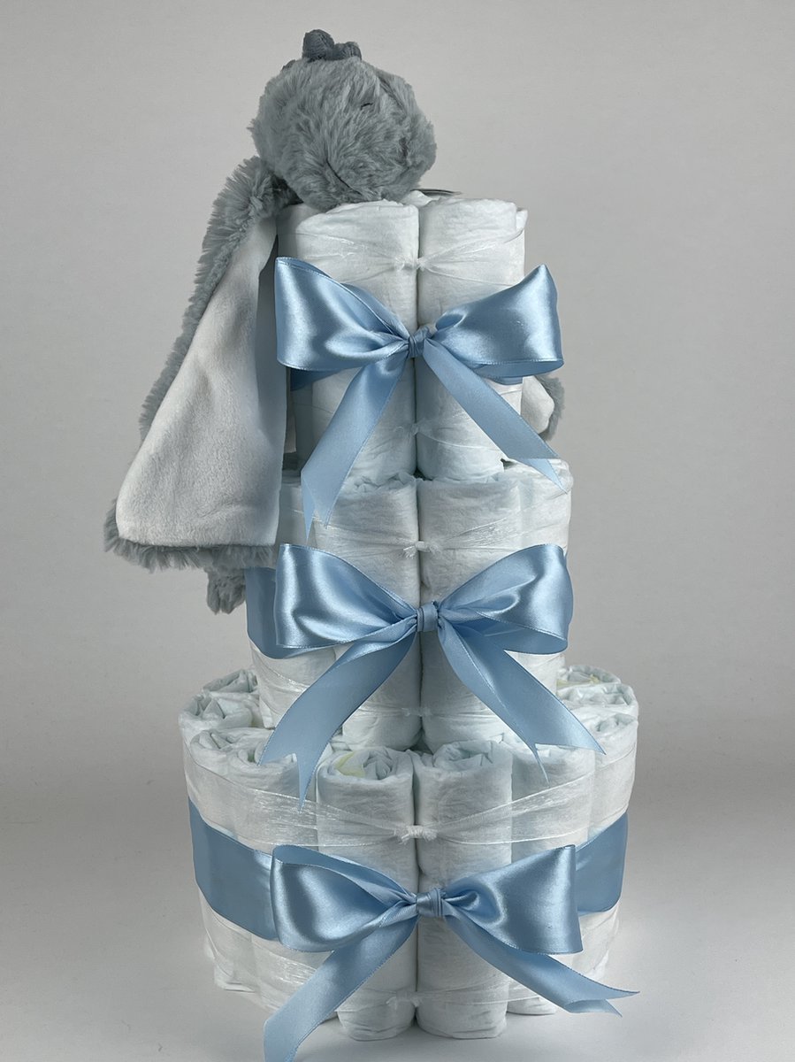 Chouette-Chouette | Luiertaart Jongen | Kraamcadeau | Geboorte Jongen| Babyshower | Tuttle Dino Don Blauw