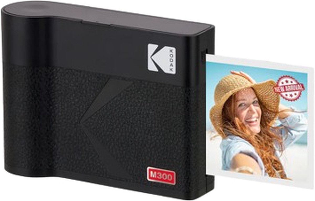 Kodak draagbare fotoprinter Mini 3 ERA – Hoge kwaliteit 4PASS-prints, waterbestendig, formaat met / zonder rand, compact, retro-ontwerp - zwart