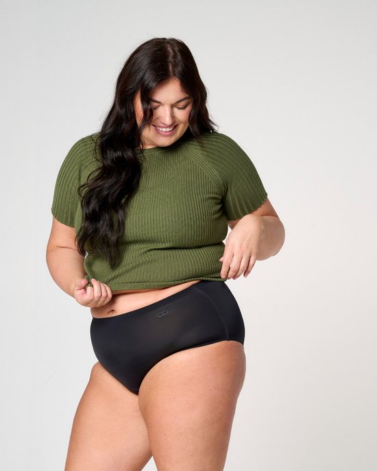 Sous-vêtements menstruels et d'incontinence Moodies Undies - Hiphugger taille haute sans couture - Gousset modéré - Zwart - Taille XL