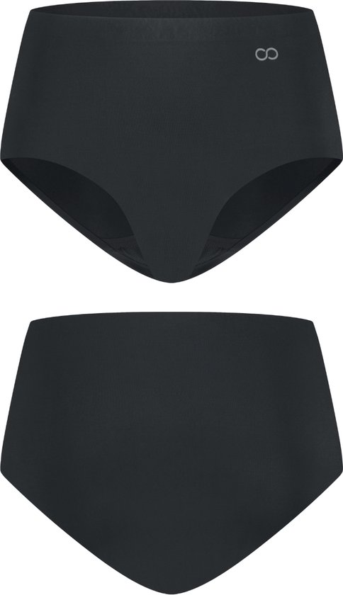 Sous-vêtements menstruels et d'incontinence Moodies Undies - Hiphugger taille haute sans couture - Gousset modéré - Zwart - Taille XL