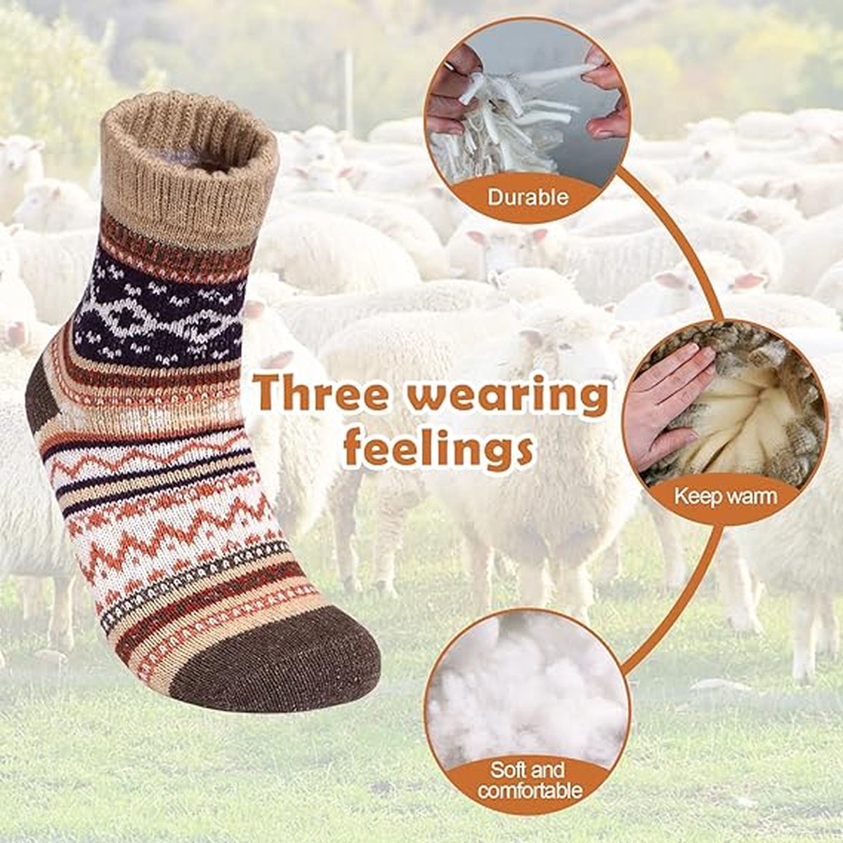 Justay Pucott Damessokjes Thermische, pluizige sokken Dames Sok Winter Wol Dikke Sok Kleurrijk Warm Verjaardag Kerstcadeaus voor Vrouwen Dames Vrienden Vrouw Moeder 5 Paar, 37-42 EU