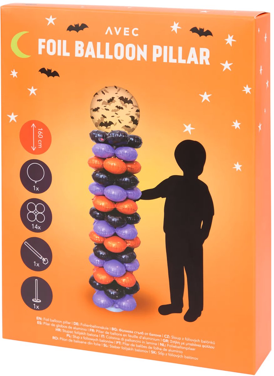 Halloween folieballon pilaar "Vleermuis"
