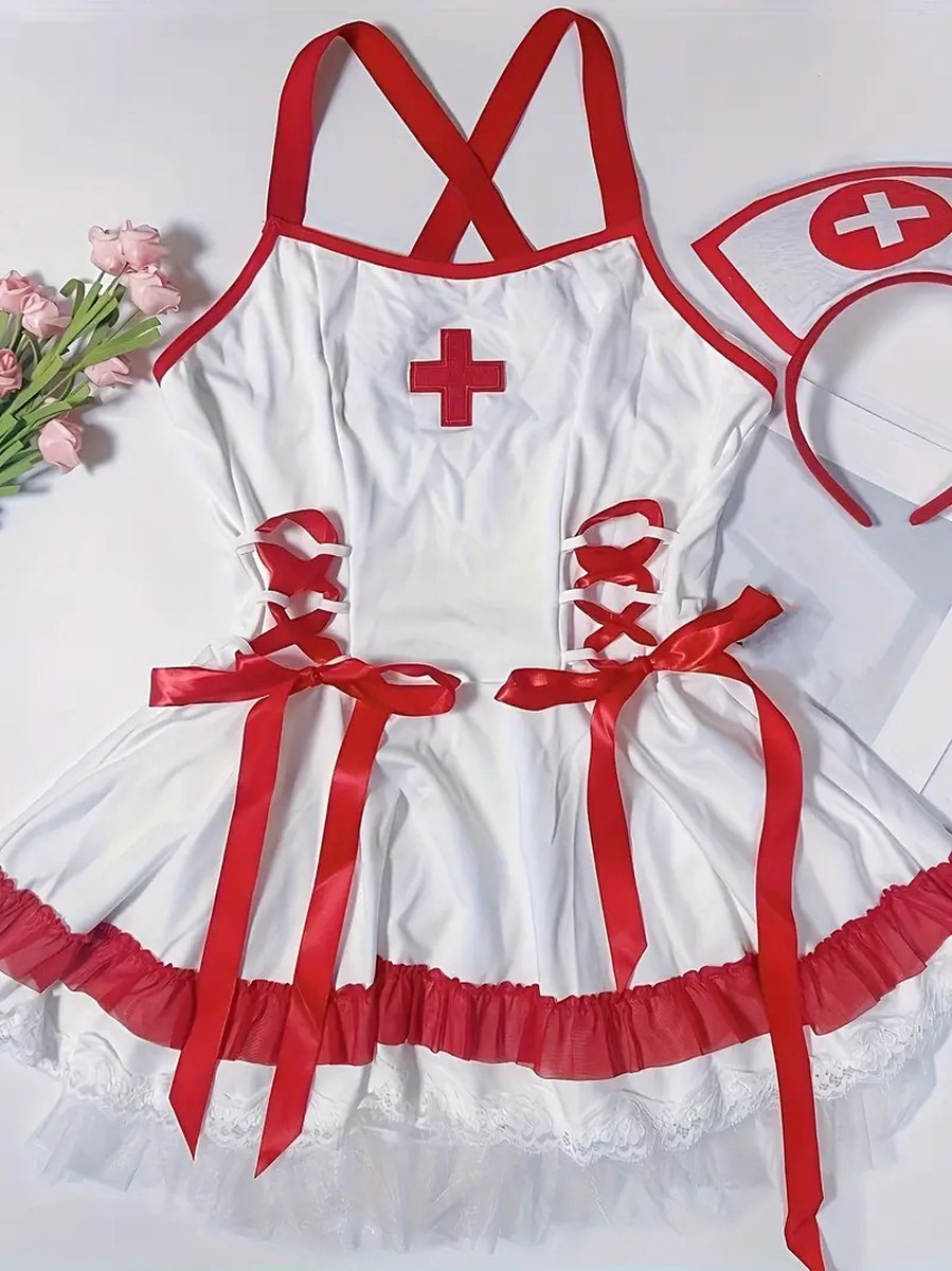 Goedkoopste verpleegster kostuum zuster rollenspel jurkje sexy goedkoop