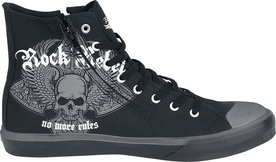 Baskets noires Rock Rebel by EMP à imprimé tête de mort, unisexes - EU46