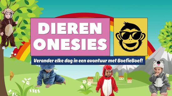 BoefieBoef Dinosaurus bruin Dieren Baby Onesie Peuter Pyjama Kinderen 2-4 jaar 6 maanden tot 2 jaar – Verkleedkleding met Luierrits – Voor Carnaval, Halloween- en Kraamcadeau – Flanel - Romper - Boxpak - Jongen - Meisje - Kruippak -