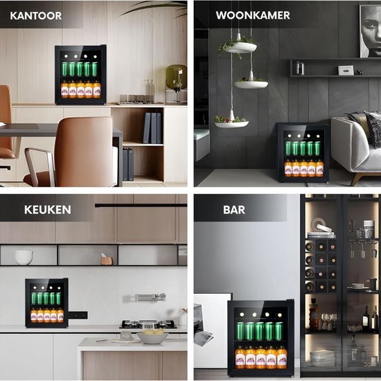 Luxe Minibar Koeling - Mini Koelkast - Wijnkoelkast 48L - Skincare Fridge - Glazen Deur - Kleine Drankenkoelkast - 5 Instelbare Niveau’s - Zwart van Thuys — afbeelding 4