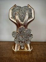Decoratiebeeld hart van metaal en hout: decoratiefiguur om neer te zetten, woonaccessoires beeldje voor woonkamer & hal, cadeau huwelijk verjaardag valentijn, rustieke decoratie 23 x 20 x 5 cm