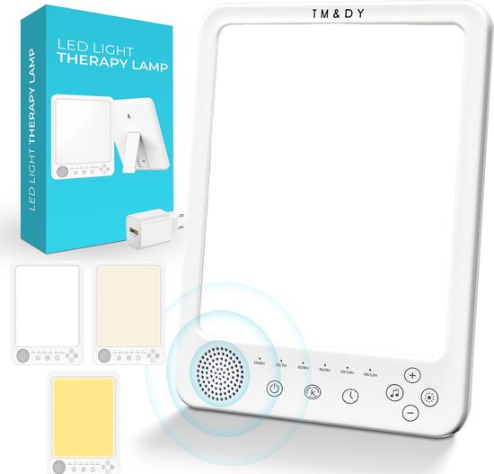 TM&DY Daglichtlamp met Timer en Dimfunctie - 10.000 Lux - 9 Standen - Led Daglicht Lamp - met White Noise - UV Vrij - Zonlicht Lamp