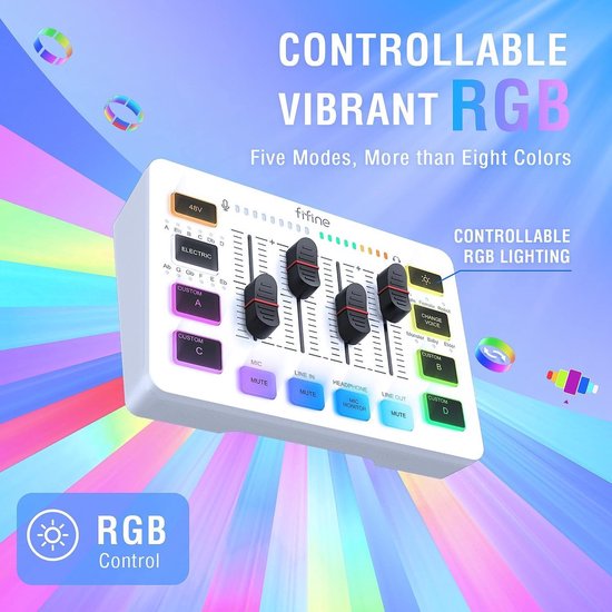 FIFINE - Starter Pack 2.0 White - AM8T & SC3 - Podcast Starter Pack - Gaming Streaming - Microphone USB RVB avec perche - Streaming Deck - DJ Mixer