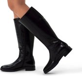 Manfield - Femme - Bottines hautes en cuir noir - Taille 42