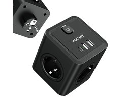 Voomy Cube 20W Verdeelstekker - USB-C Snellader - Stopcontact Splitter - USB-C + USB-A - Stekkerdoos Powercube - Zwart
