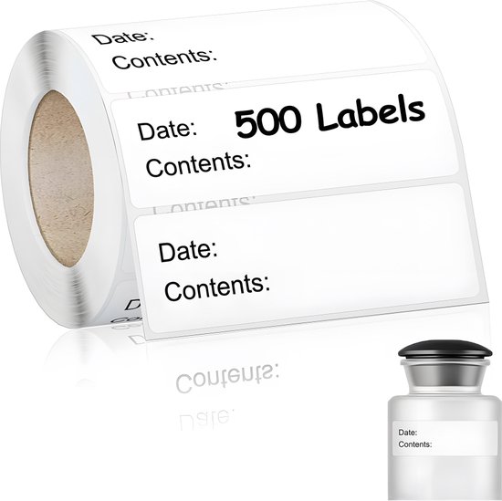 Stickers voor bruine glazen, 300 stuks, beschrijfbaar, rol 4,5 x