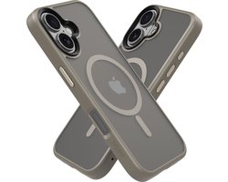 IYUPP Hoesje Geschikt voor iPhone 16 Hoesje - Geschikt voor MagSafe - Shockproof Back Cover - Titanium Gold x Zwart Transparant