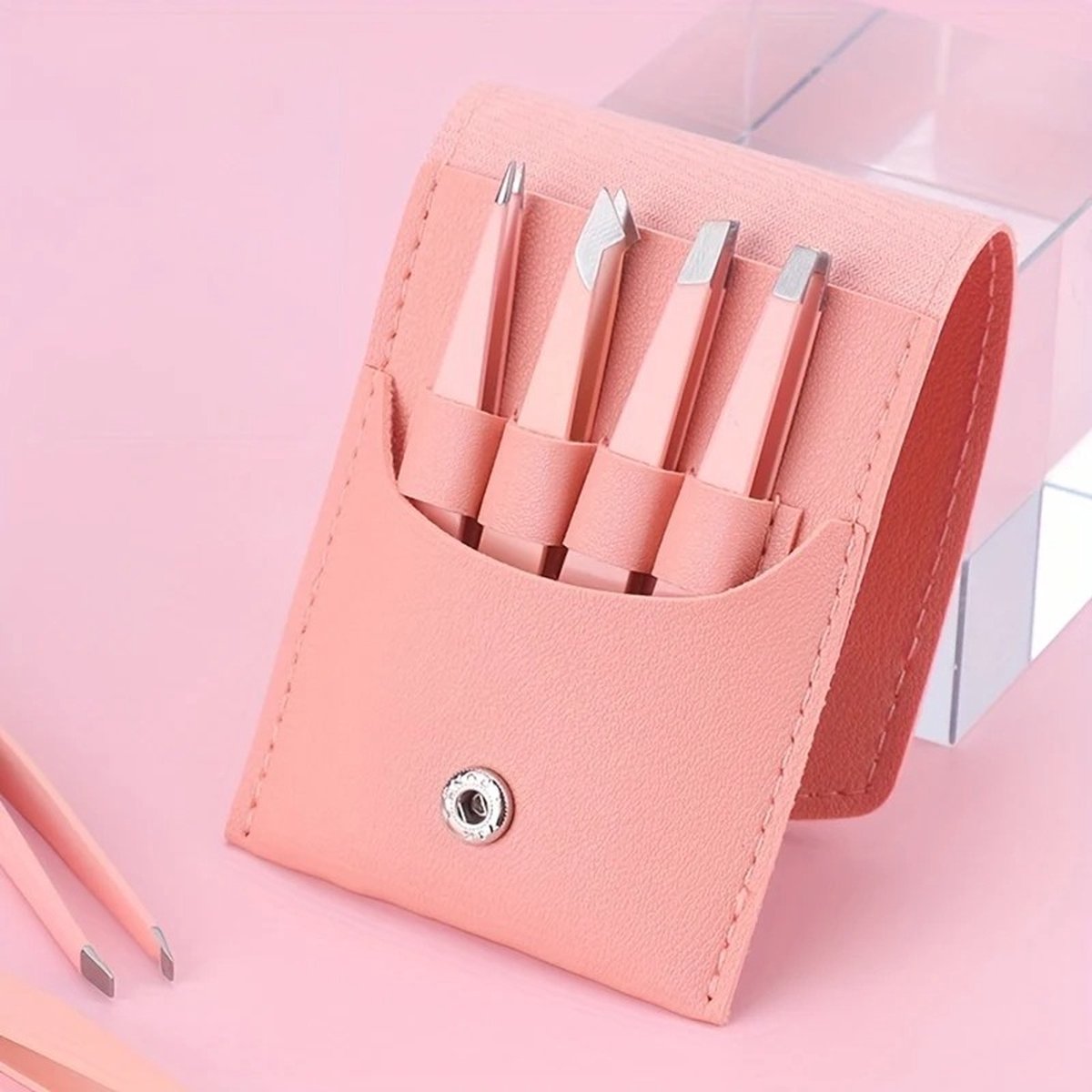 Goedkoopste WiseGoods Premium Precisie Pincet Set - Haartrimmer - Wenkbrauw Trimmer - Verzorging Wenkbrauwen - Beauty - Trimmen - 4st Roze