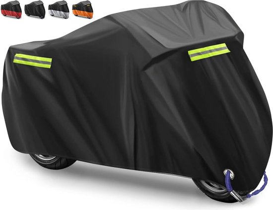PolkaHome Motorhoes Waterdichte Afdekzeil voor Binnen en buiten, beschermt tegen uv-regen, stof, sneeuw (Zwart, 265 x 105 x 125 cm)
