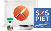 Bol.com SOS Piet Box | Braadpan antikleef Ø 20 cm - Grijs - PFAS-vrij | Incl. Piet's Italiaanse Kruidenmix - Gesigneerd SOS PIET... aanbieding