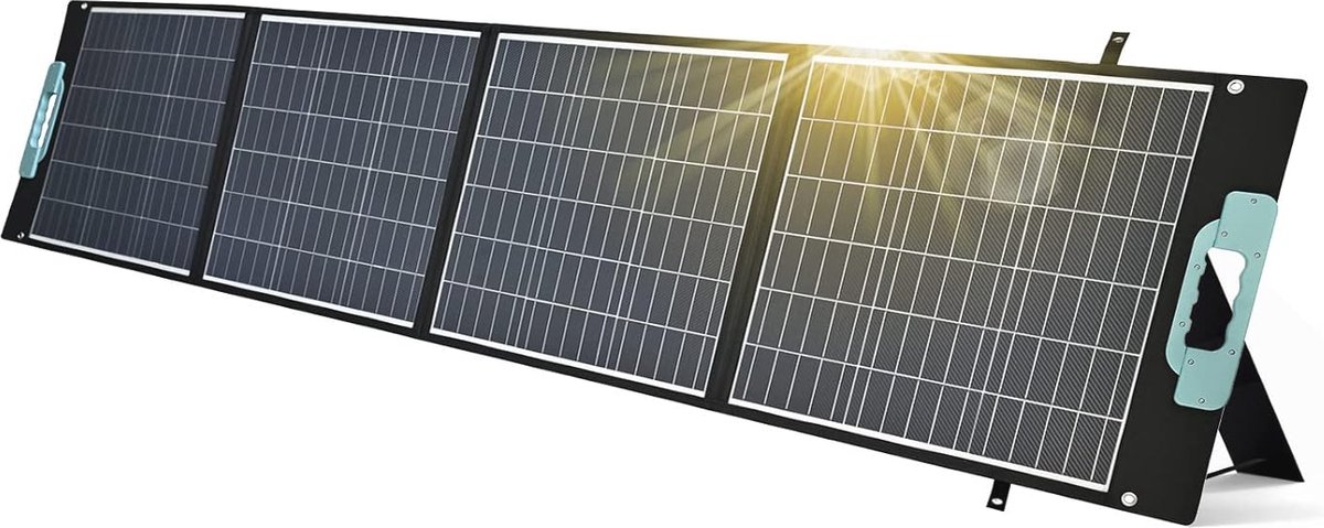 Opvouwbaar Zonnepaneel 200 W met 3 USB Poorten voor Mobiele Apparaten - Perfect voor Kamperen en Noodgevallen