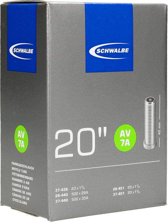Schwalbe - Binnenband Fiets - Auto Ventiel - 20 x 1 1/8 x 20 x 1 3/8 - 37 - 451 — afbeelding 3