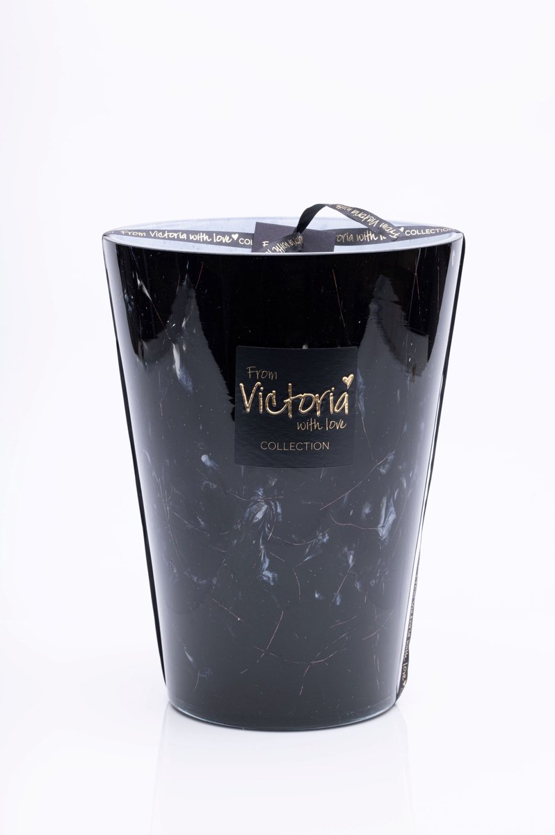 Victoria with Love - Kaars - Geurkaars - Marble black - XL - Glas - Indoor
