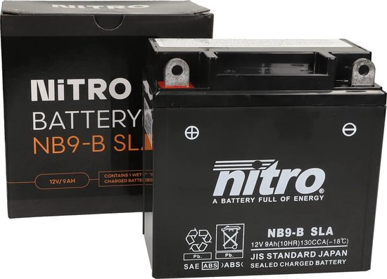 Nitro Accu NB9-B - Gel accu voor Vespa LX 4T, Piaggio Fly 4Takt - YB9-B
