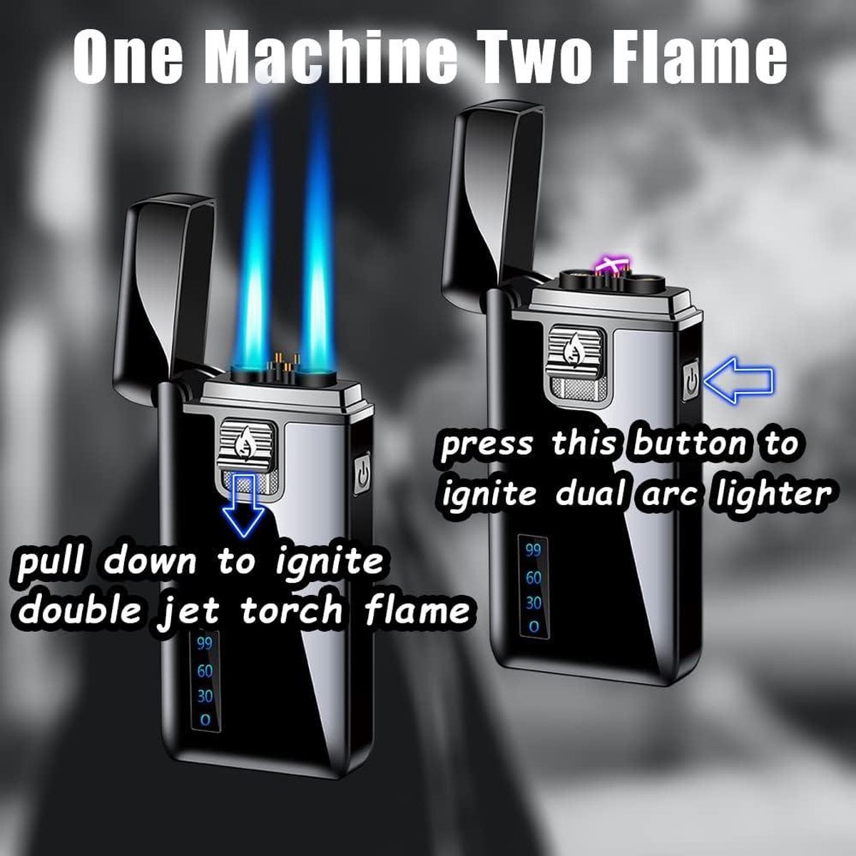 Elektrische Boogaansteker Dual Jet Flame - Hervulbaar - USB Oplaadbaar - Winddicht - Goud
