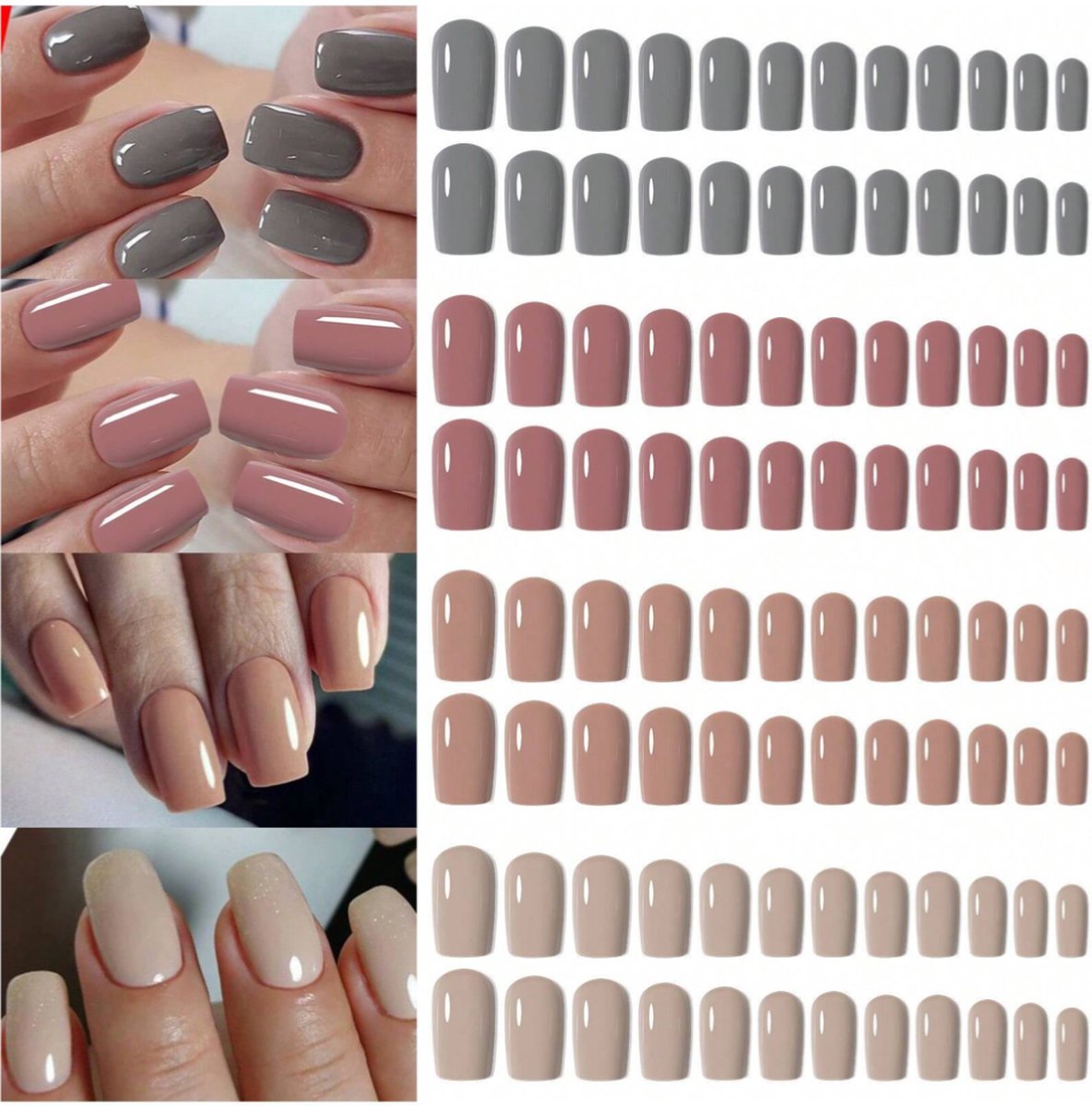 Goedkoopste GUAPÀ® Plaknagels Nude Tinten | 96 stuks valse nagels | Press On Nails | Zelfklevende Plaknagels | Nepnagels | Kunstnagels | Compleet plaknagels starterspakket | Nagels Wraps | Nail Art | Herfst Nagels | 96 stuks plaknagels Nude Winter Tinten
