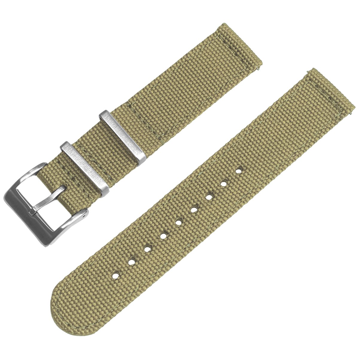 Canvas Like Nylon Two Piece NATO Strap - Makkelijk Zelf te Verwisselen Horlogeband - Beige 22mm