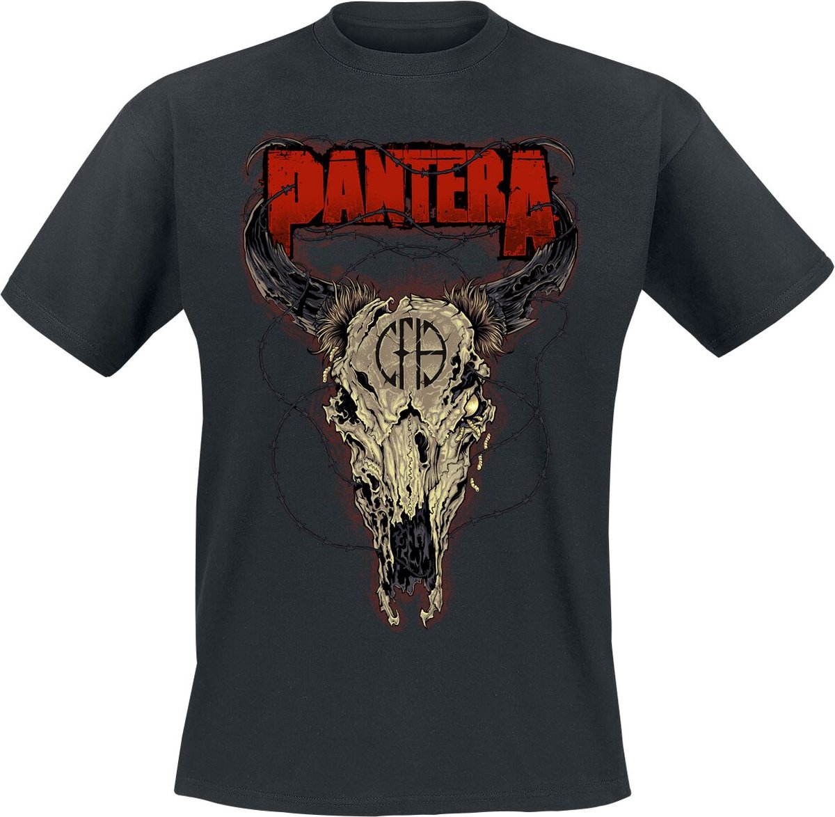 Pantera Steer Skull Heren T-shirt - zwart - XXL