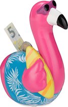 relaxdays Spaarpot flamingo - spaarvarken - reis spaarpot - roze - slot