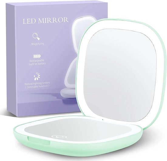 15,2 Cm LED Make-up Spiegel – 1x/30-fach Vergrößernd, 3-farbiges Licht, Wiederaufladbar