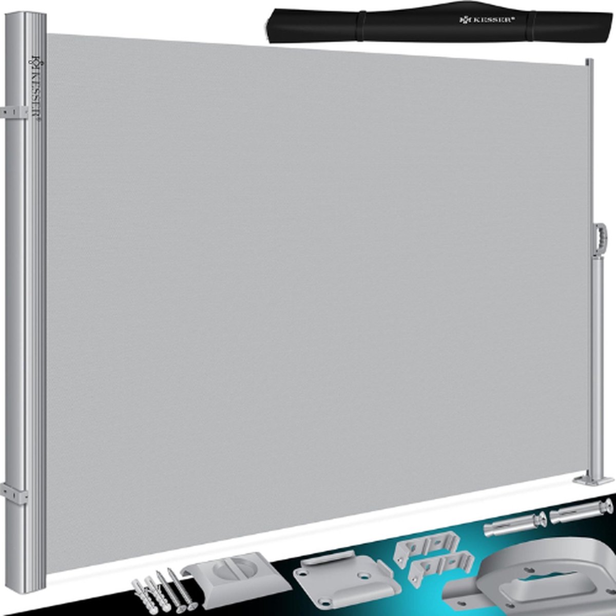 KESSER® Windscherm Oprolbaar - Windscherm Oprolbaar Grey - Windscherm Terras - Windscherm - Windscherm Uittrekbaar - Windscherm Camping - Windschermen - Windscherm Strand - Windscherm Uitschuifbaar - Windscherm Balkon