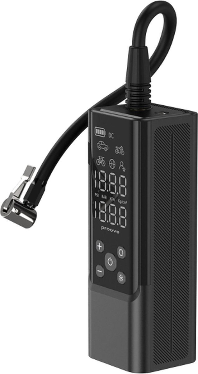 Proove Pump Assistant Pro Draagbare 12V Pomp – 120W Vermogen – Oplaadbare Batterij – Compact en Krachtig – Zwart