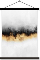 Posterhanger incl. Poster 40x53 cm - Schoolplaat - Goud - Chic - Abstract - Zwart - Wit - Luxe - Textielposter - Zwarte latten