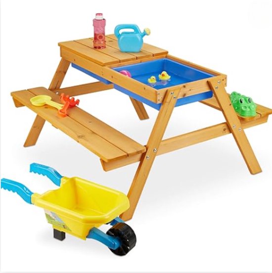deAO Waterspeeltafel 4-in-1 watertafel kinderen incl. zand- en