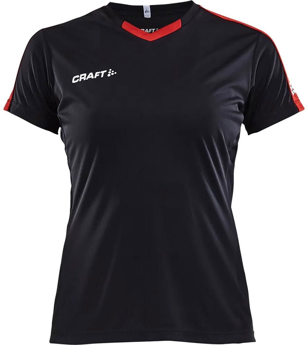 Craft Progress Contrast Shirt Korte Mouw Dames - Zwart / Rood | Maat: S