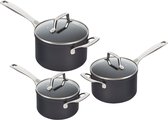 Bol.com Le Creuset Steelpannenset met Glazen Deksels Essential Non-Stick Ceramic - keramische anti-aanbaklaag 3-delig aanbieding