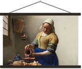 Support pour affiche avec affiche 90x60 cm - Affiche scolaire - La Laitière - Peinture de Johannes Vermeer - Affiche textile - Lattes noires