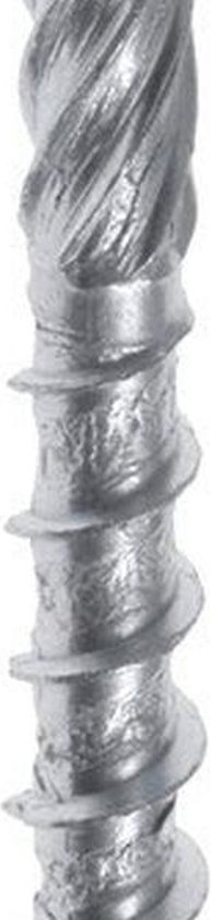 Gedetailleerd beeld van de schroefdraad van een metalen schroef.
