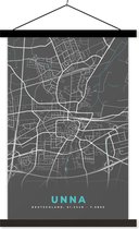 Porte-affiche avec affiche - Affiche scolaire - Allemagne - Blauw - Unna - Plan de la ville - Carte - Plan d'étage - 60x90 cm - Lattes noires