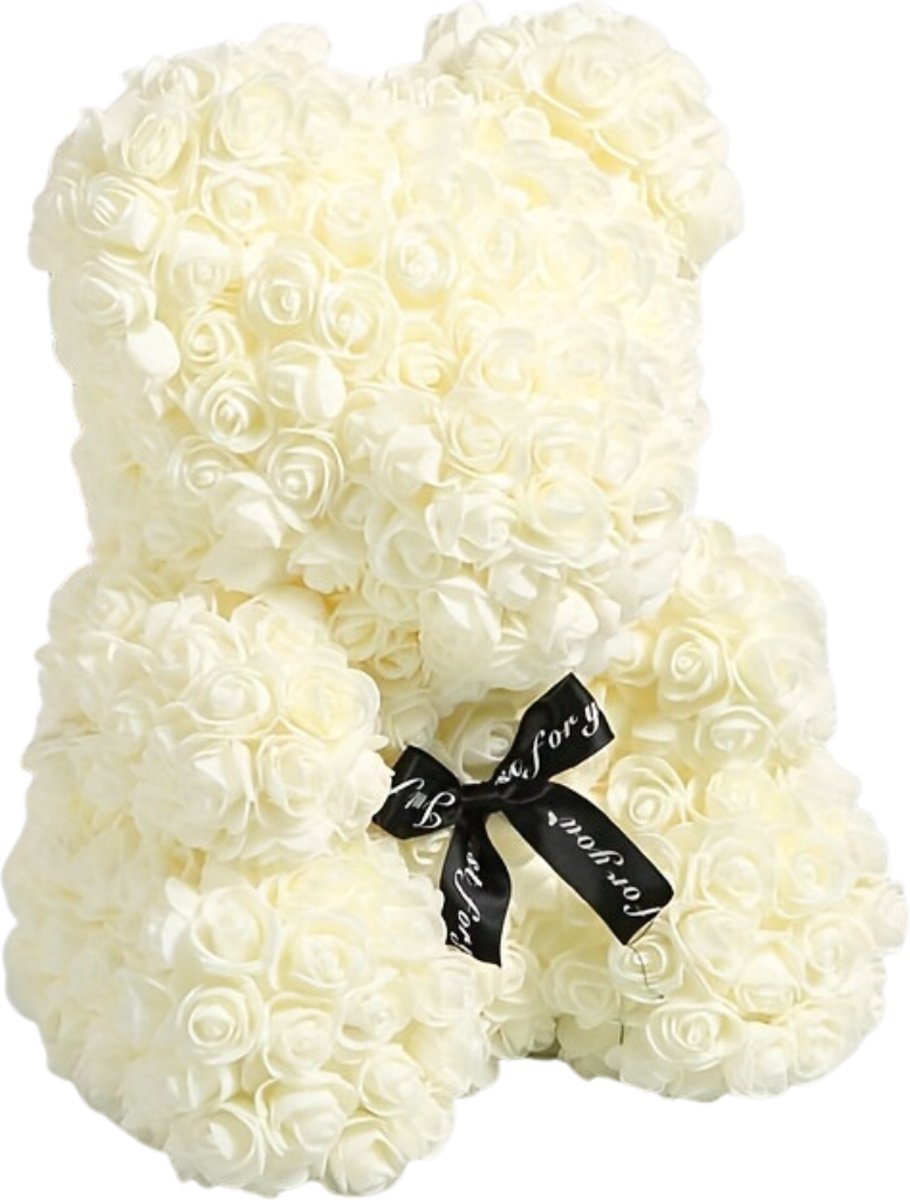 Bovista Rozen Teddy Beertje - Valentijn Cadeautje Voor Haar & Hem - Rose Bear - Rozen Beer - Vrouw - Wit