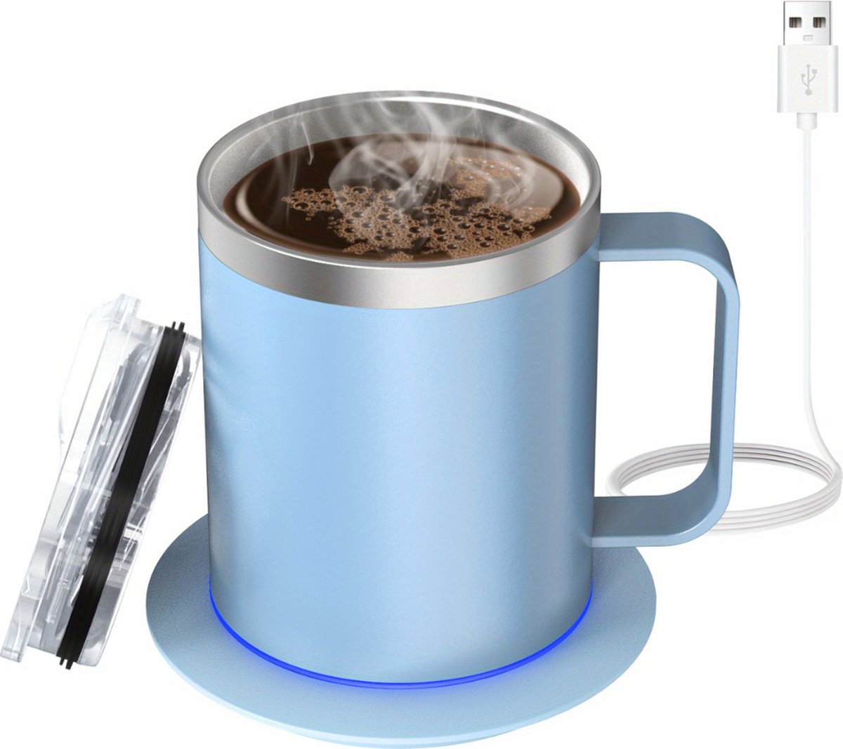 Bovista Cup Warmer - Mok Warmer - Mug Warmer - Koffie Warmer - Verwarmde Onderzetter - Koffie Warmhouder - Koffiekop Verwarmer - Kop Warmer - USB - Kopjes - Melk - Blauw