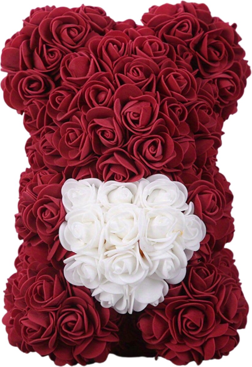 Bovista Rozen Teddy Beertje - Valentijn Cadeautje Voor Haar & Hem - Rose Bear - Rozen Beer - Vrouw - Bordeaux Rood
