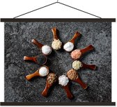 Posterhanger incl. Poster 120x90 cm - Schoolplaat - Lepel - Kruiden - Specerijen - Keuken - Industrieel - Textielposter - Zwarte latten