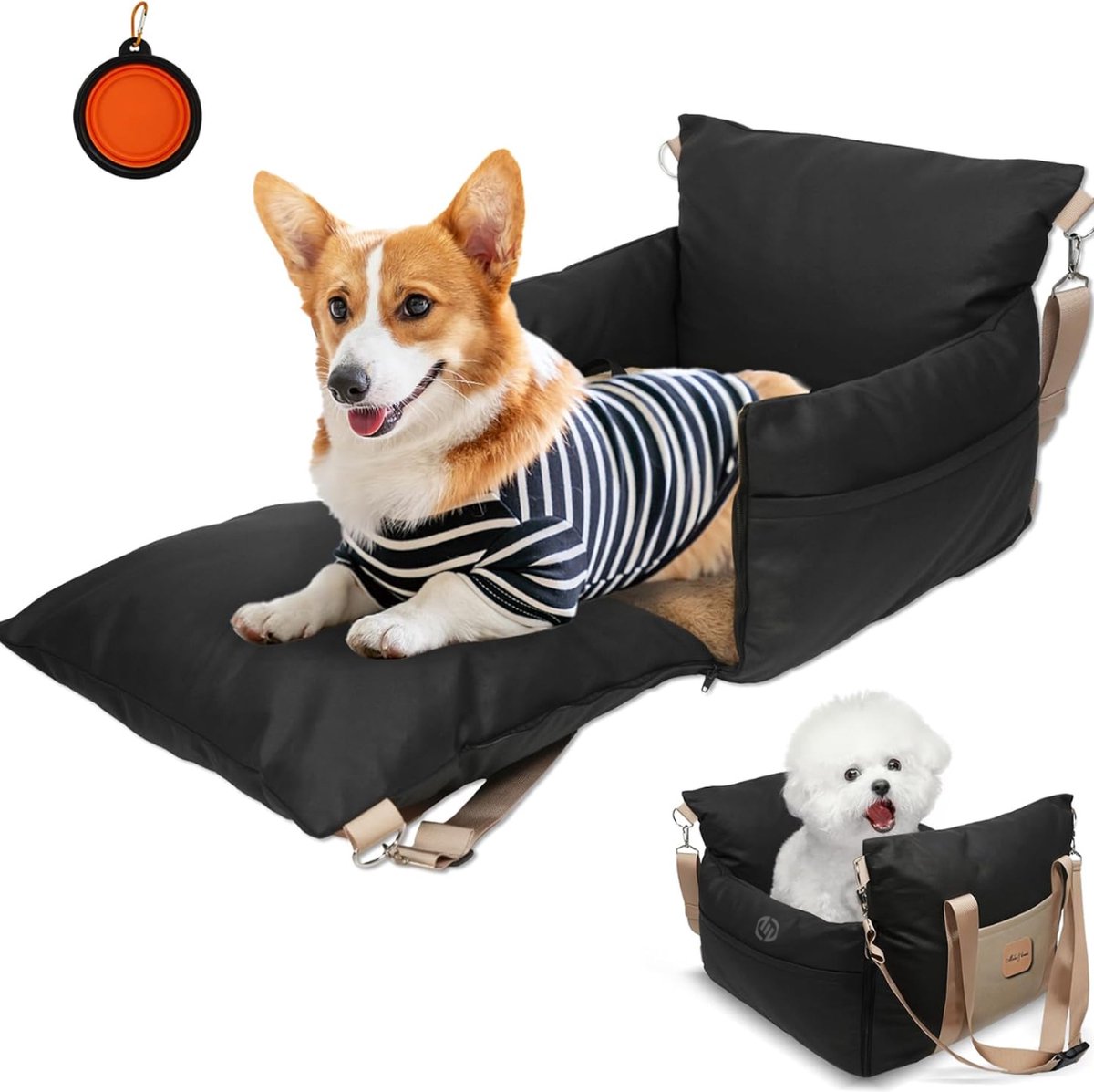 Equivera Hondenmand Auto Met Gordel - Hondenmand - Hondenmand Auto - Autostoel Hond - Hondenstoel Auto - Met Gordel
