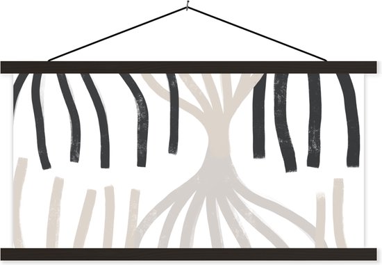 Porte-affiche avec affiche - Affiche scolaire - Ligne - Pastel - Abstrait - Motifs - 60x30 cm - Lattes noires