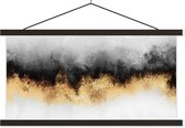 Posterhanger incl. Poster 120x60 cm - Schoolplaat - Goud - Chic - Abstract - Zwart - Wit - Luxe - Textielposter - Zwarte latten