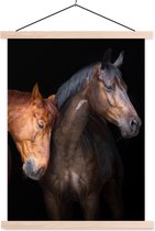 Wandcirkel kinderen - Paarden - Dieren - Portret - Bruin - Kinderkamer decoratie - Muurdecoratie - 87x120 cm