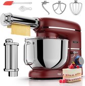 Fentic Keukenmachine - 2000W - Keukenrobot - Incl. Pastaroller en extra accessoires - 6,2L Mengkom - Foodprocessor - Pastamachine - Rood